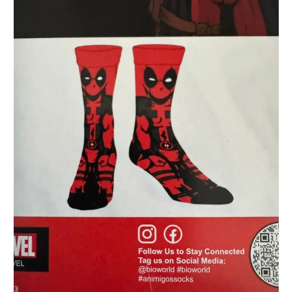 MARVEL DEADPOOL Crew Socks NIP Sock Size 10 - 13  Ages 14 & Older